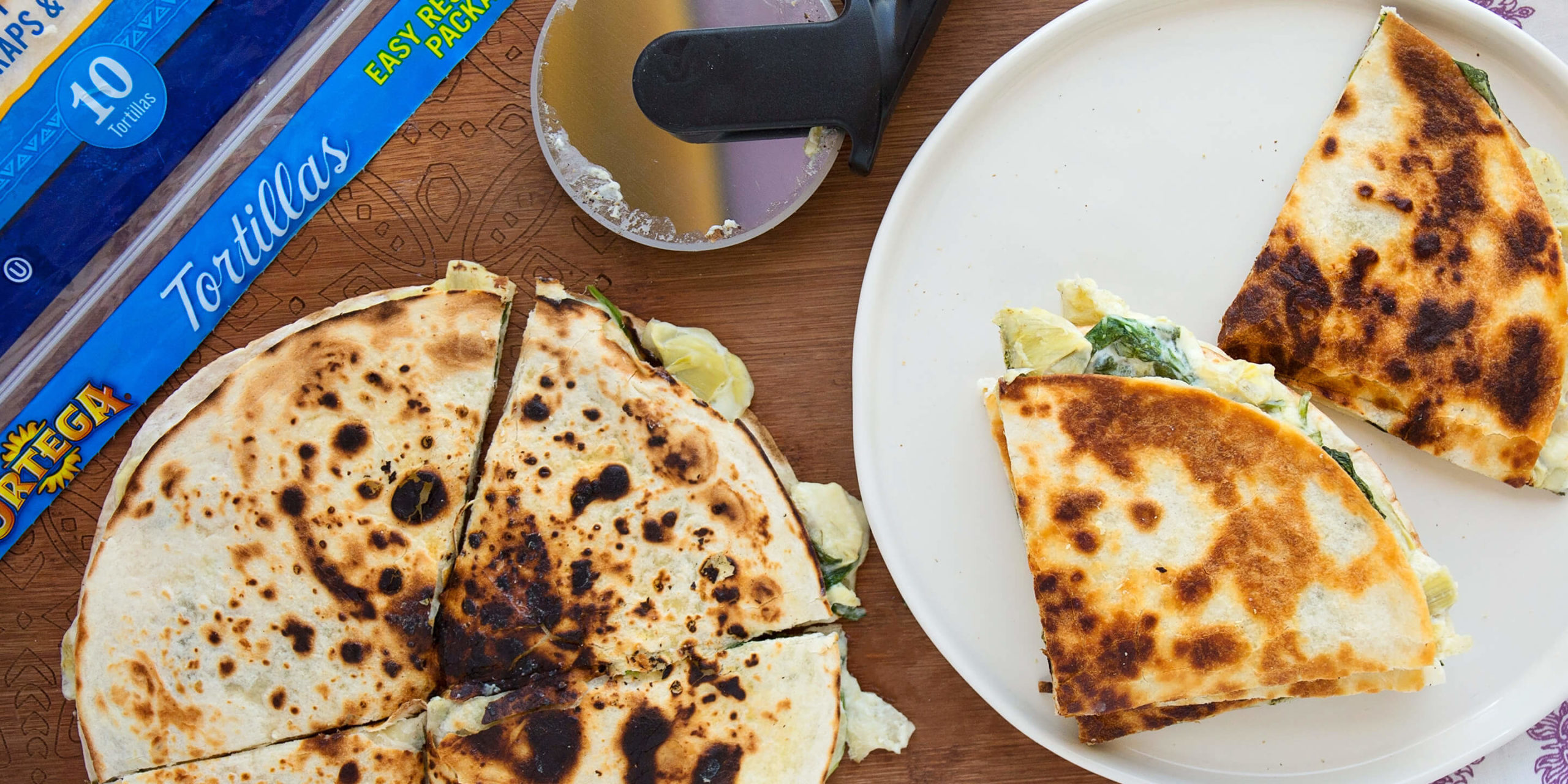 Spinach Artichoke Quesadillas