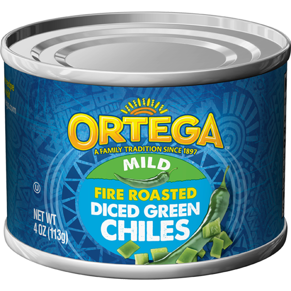Discover the robust flavor of Ortega Fire Roasted Mild Diced Green Chiles. Perfect for adding a kick to your favorite dishes. Try them today!