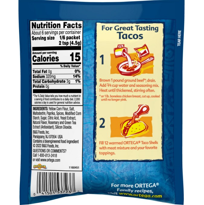 Taco Seasoning Mix Packet, Original - Ortega for National Taco Day