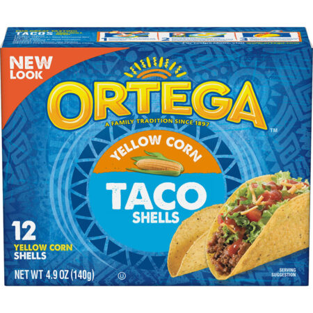 Ortega yellow corn hard taco shells - perfect for creating delicious and crunchy taco meals - Find Ortega Taco Shells for your next Mexican feast.